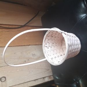 Pink wicker circle basket